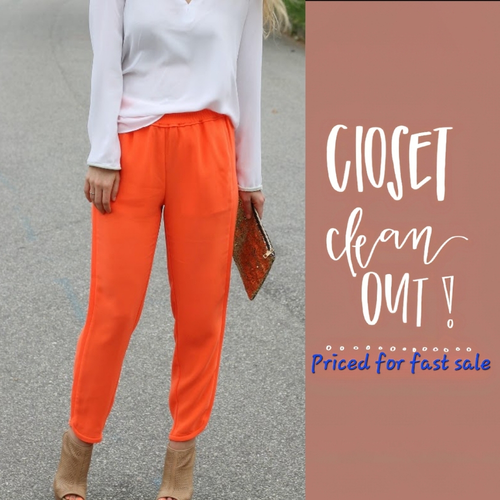 J. Crew "Reese" Orange Crepe Joggers